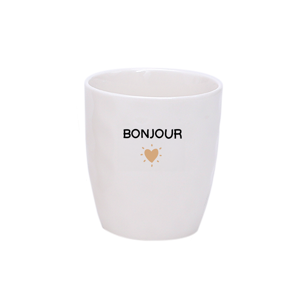 Gobelet message bonjour doré