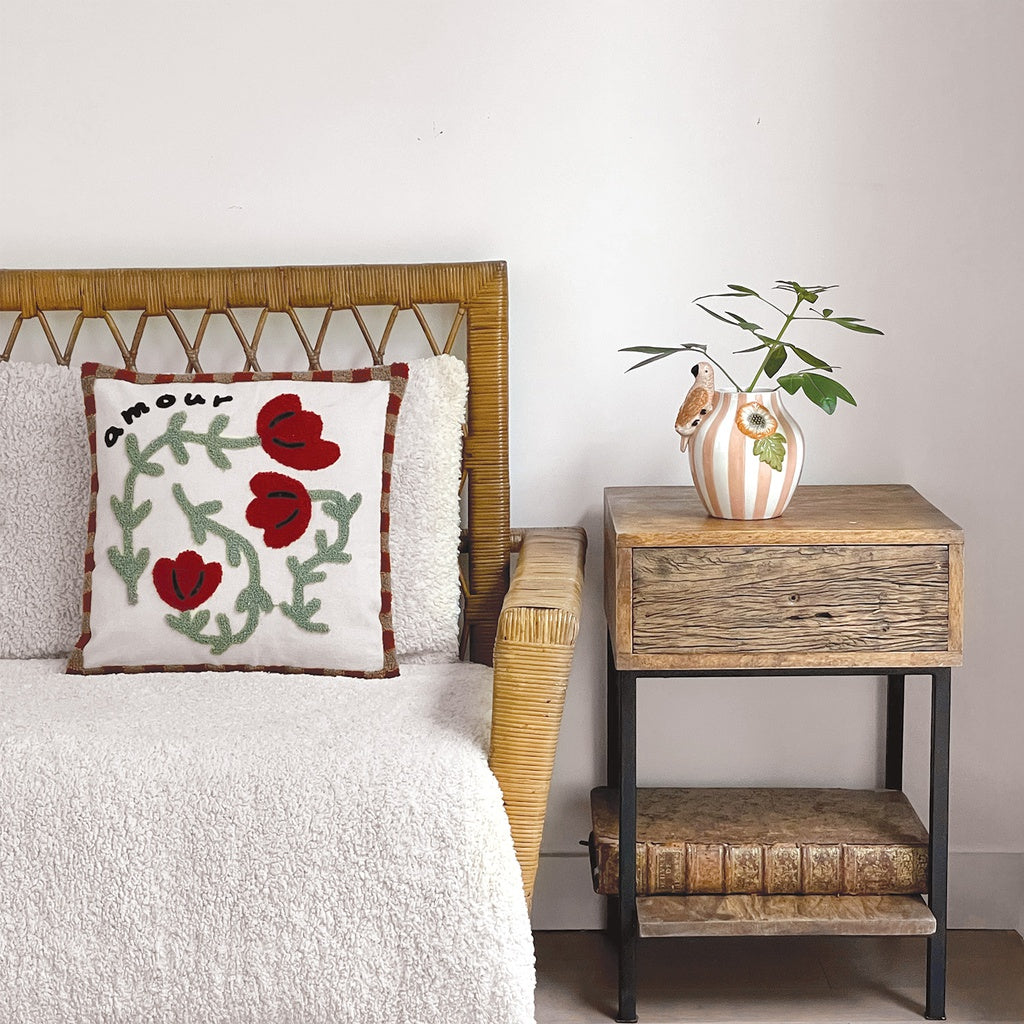 Coussin Influence coquelicot rose