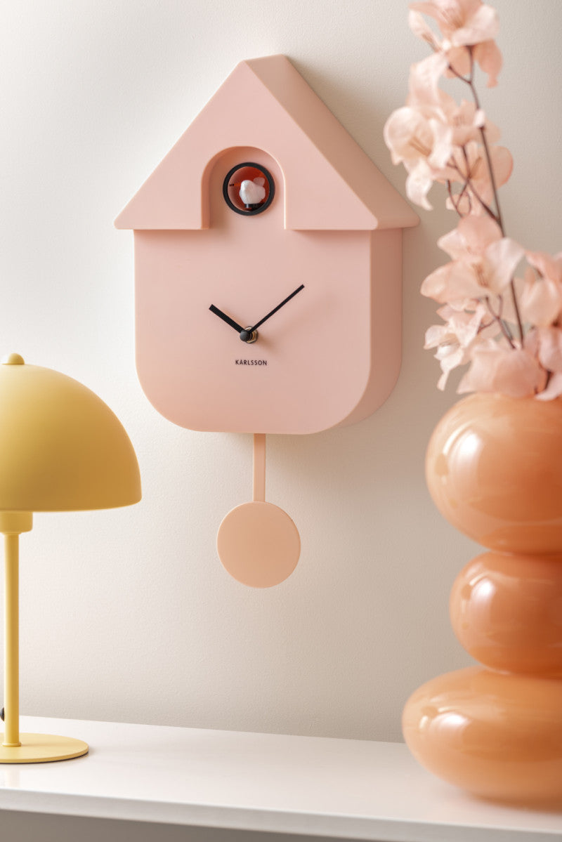 Horloge murale coucou moderne rose