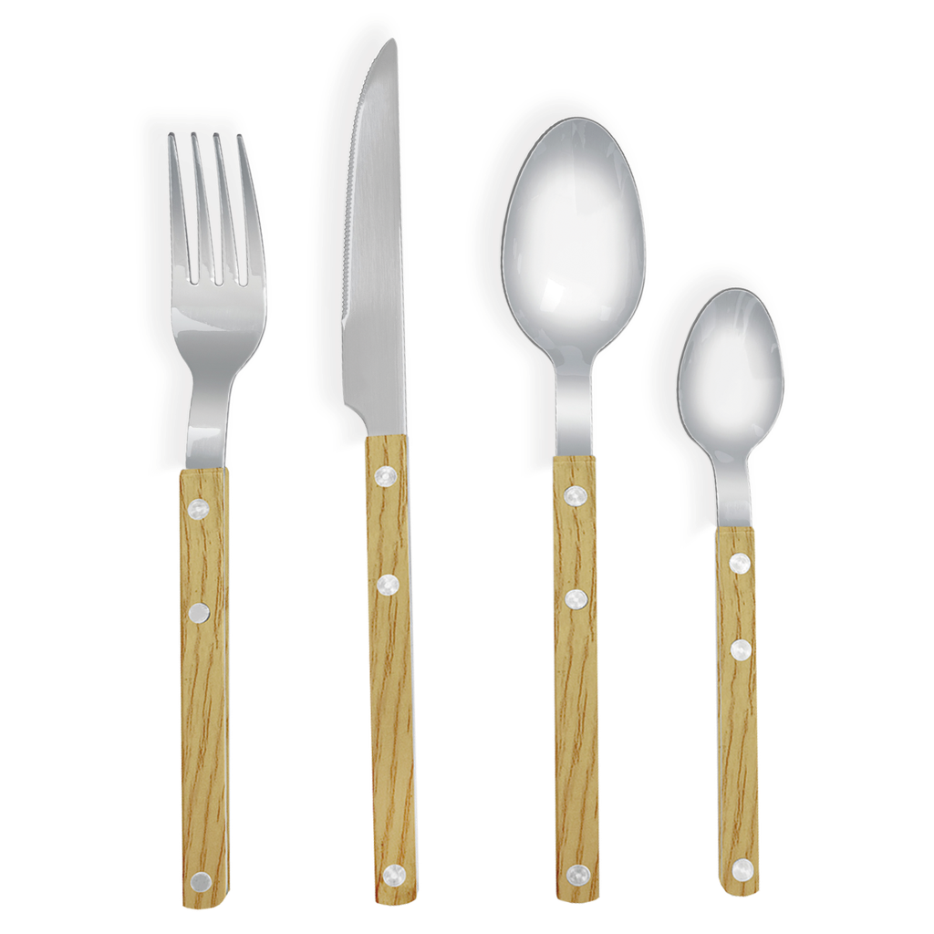 Set de 4 couverts Gustave façon bois clair