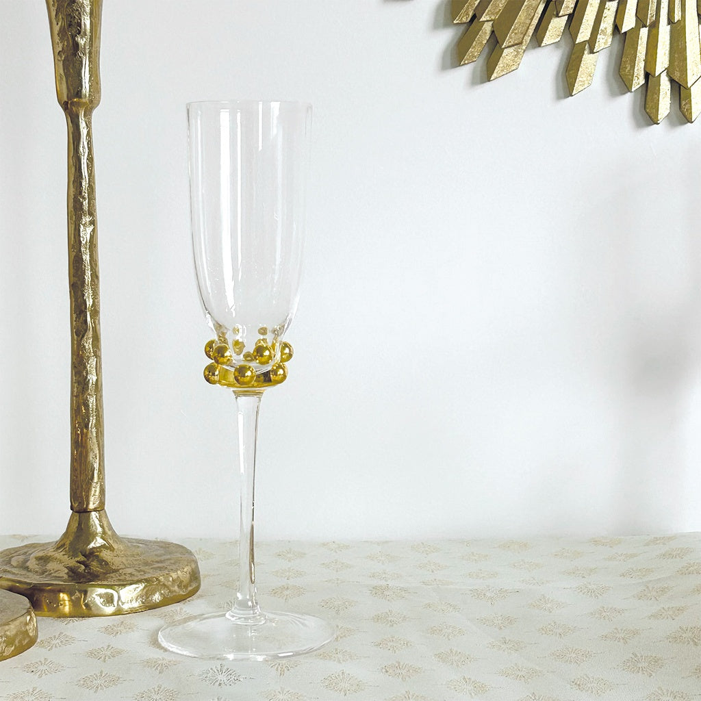 Verre à champagne Perlé doré