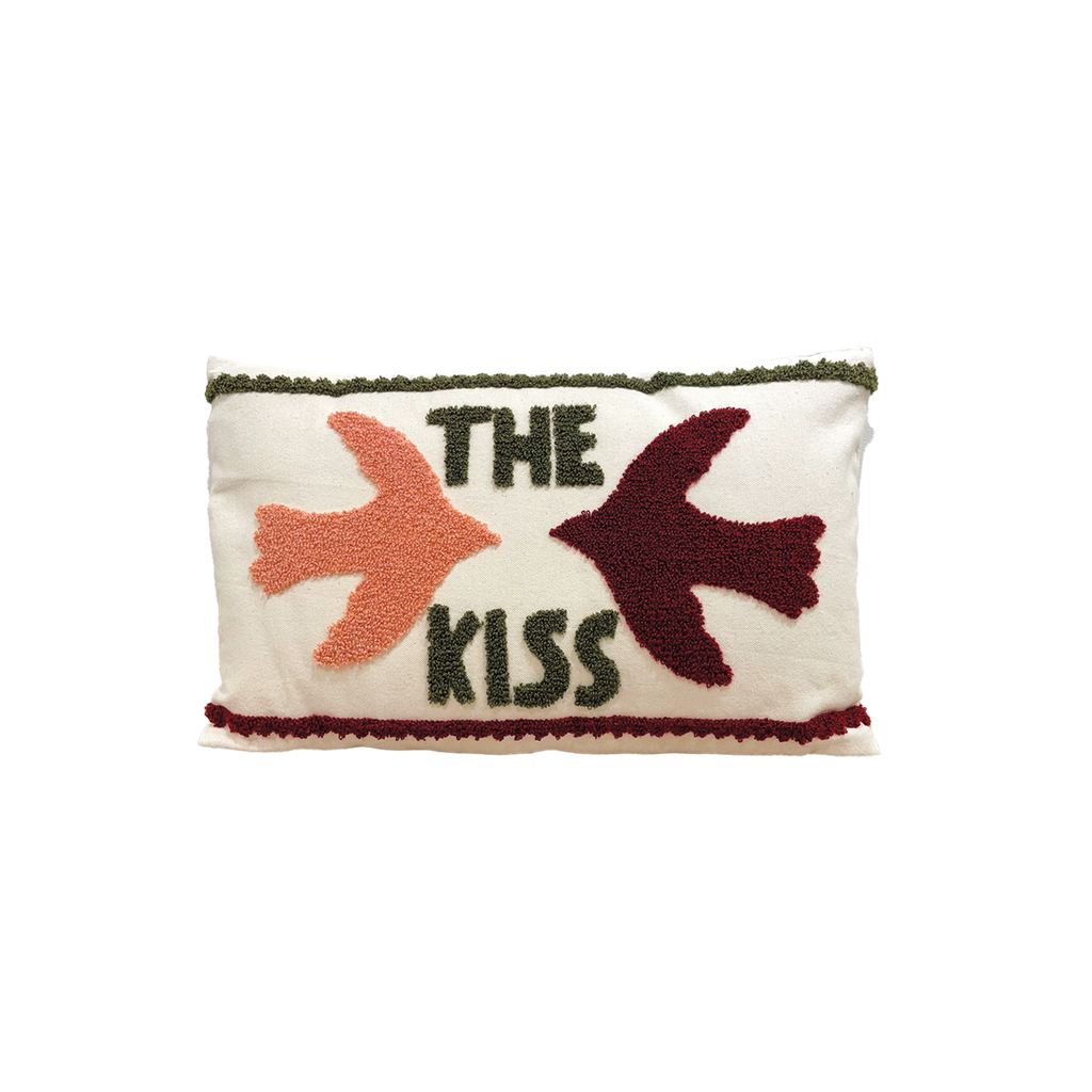 Coussin Influence oiseau the kiss rouge.