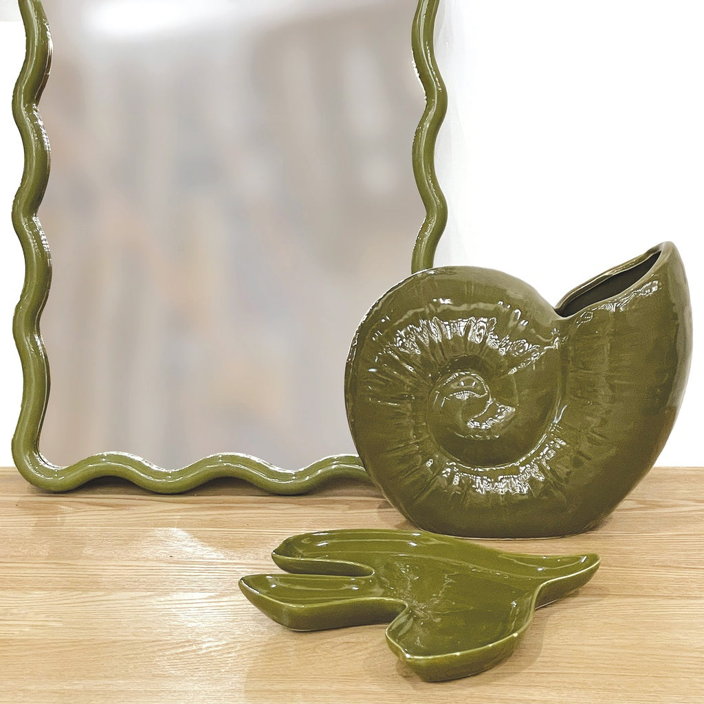 Vase ceramique Coquillage kaki