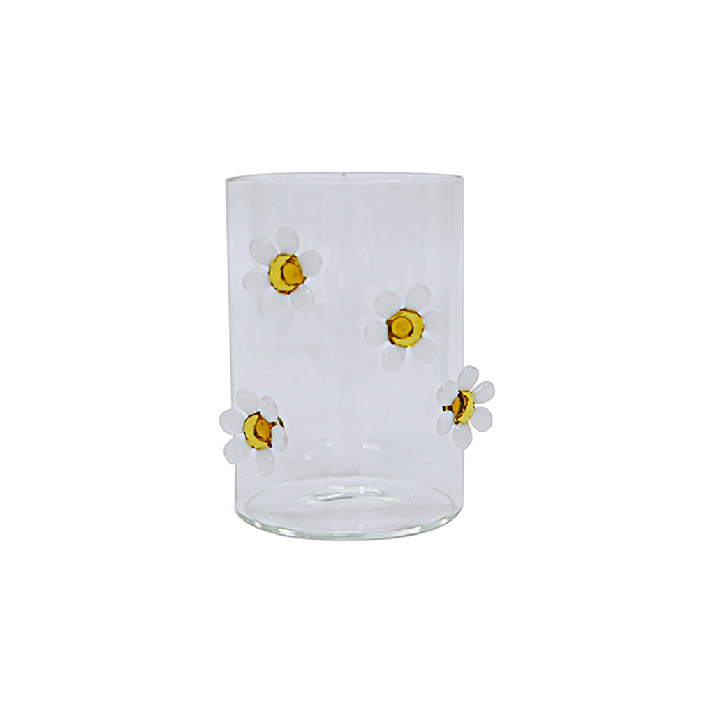 Gobelet verre 3D marguerites