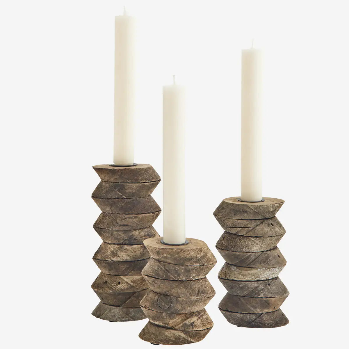 lot 3 bougeoirs bois recyclé MADAM STOLZ