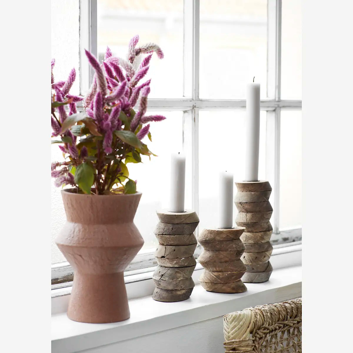 lot 3 bougeoirs bois recyclé MADAM STOLZ