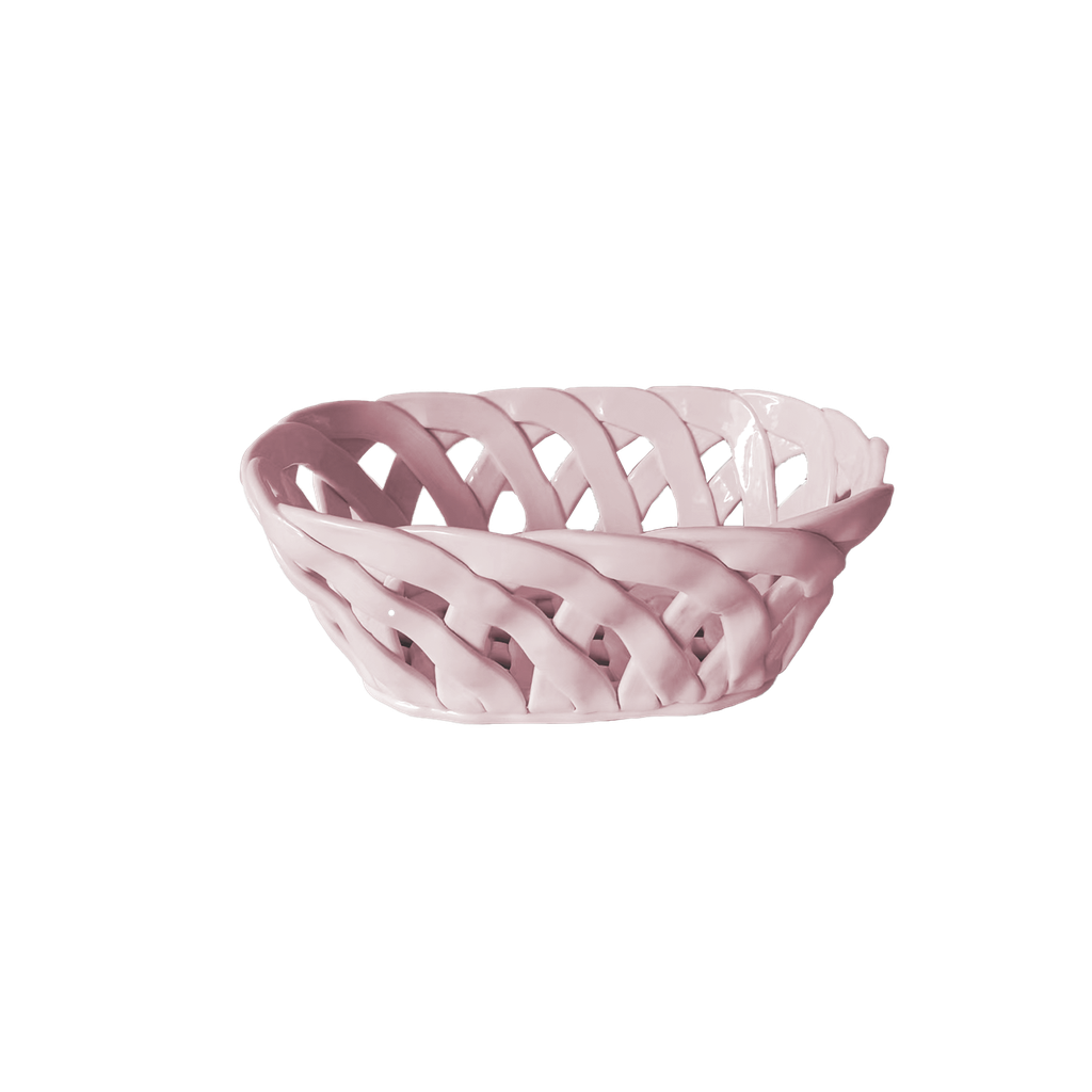 Panier ceramic rectangle rose pm
