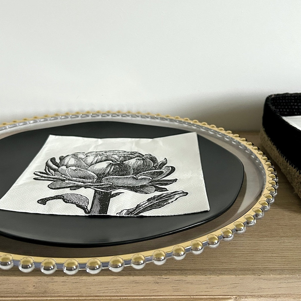 Dessous d'assiette perlé transparent doré D33cm