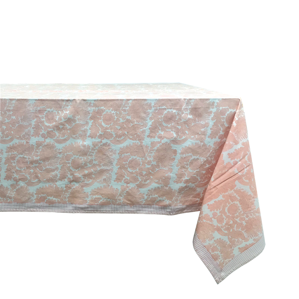 Nappe print rectangle oiseau rose 150x260cm
