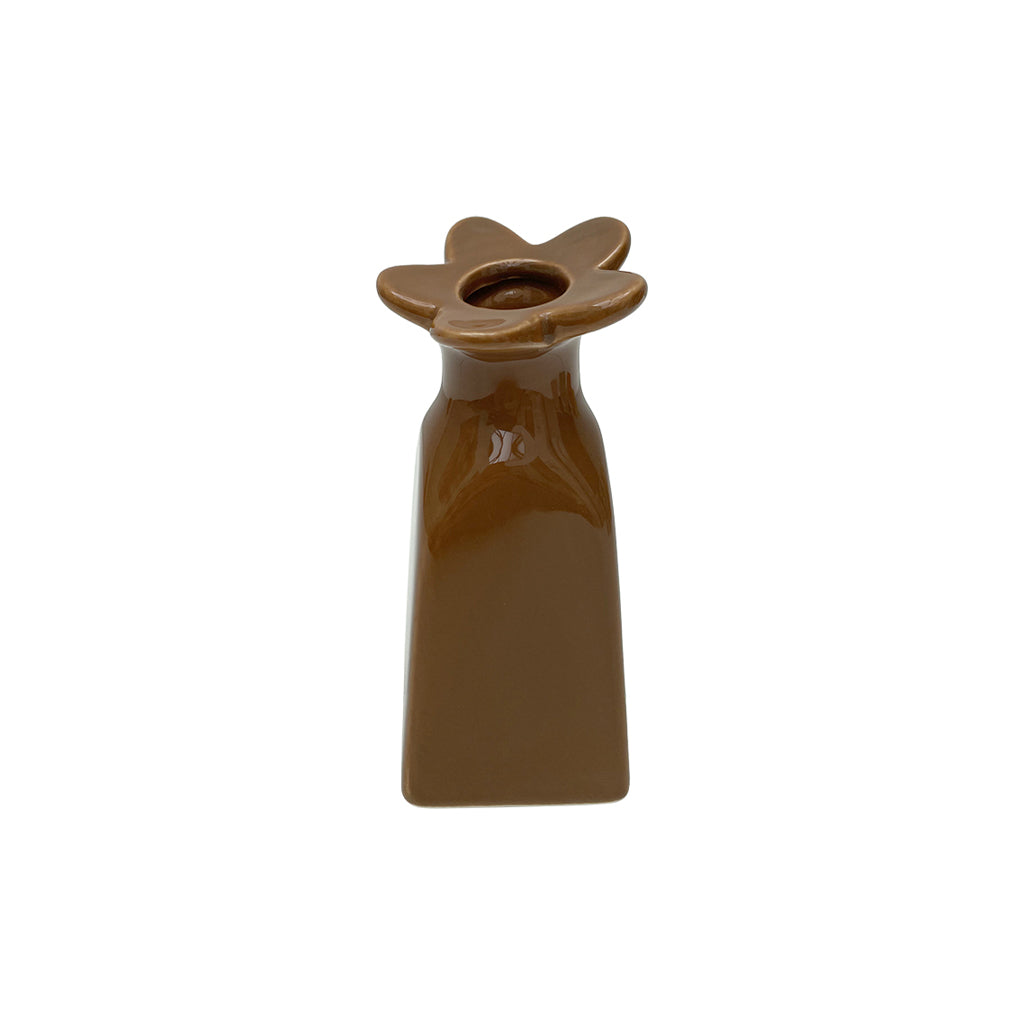 Déco soliflore fleur pm blanc marron