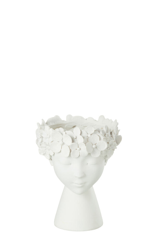 Cachepot Tete Resine Blanc