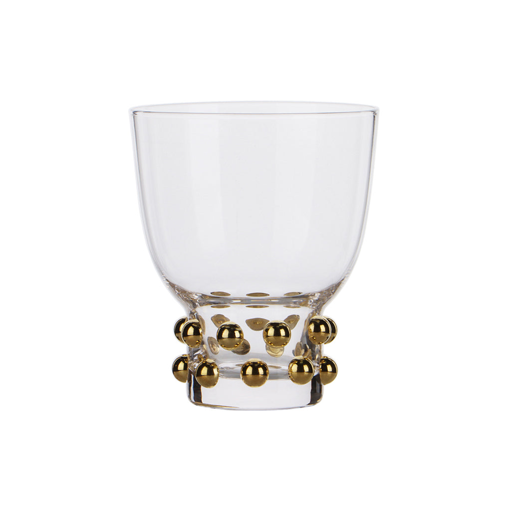 Verre gobelet perlé doré
