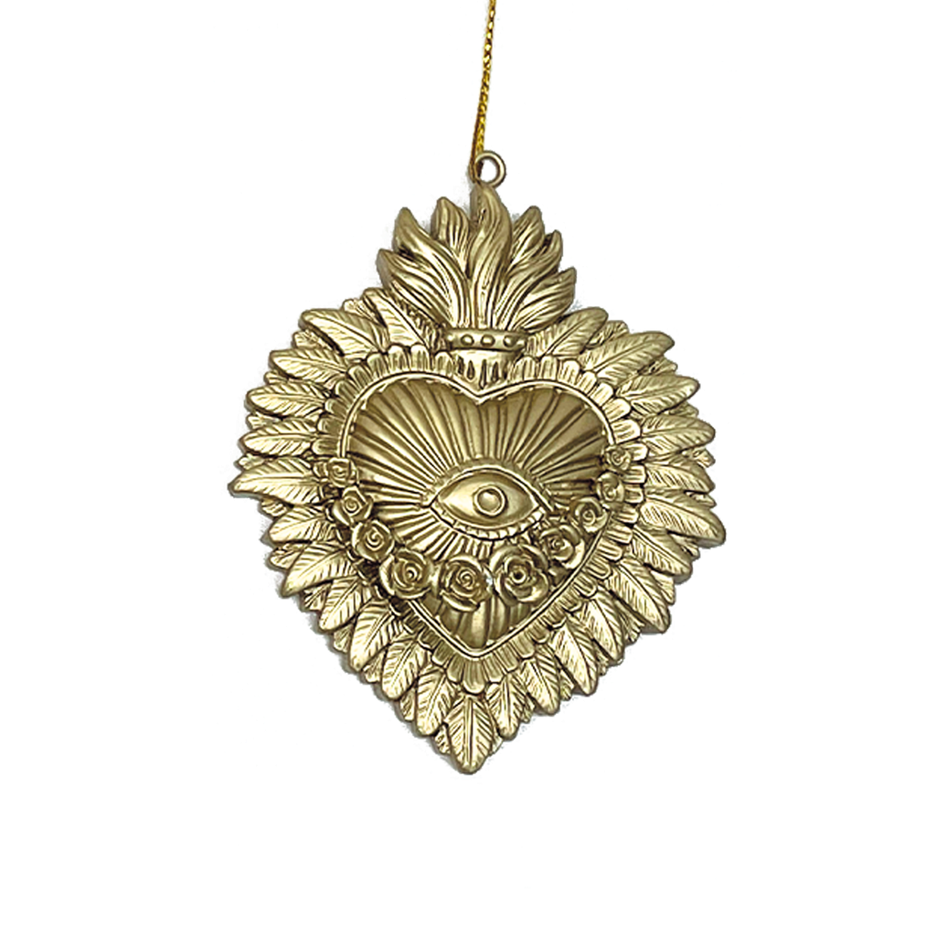 Déco Ex-voto cœur monoculaire doré L10 P1 H9cm