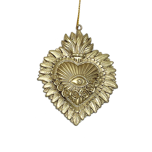 Déco Ex-voto cœur monoculaire doré L10 P1 H9cm