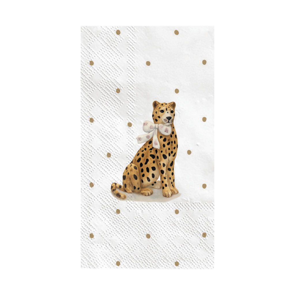Serviette papier rectangle léopard cœur x15
