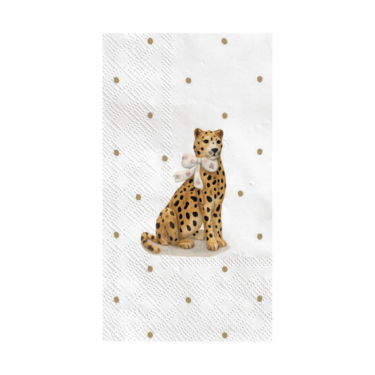 Serviette papier rectangle léopard cœur x15