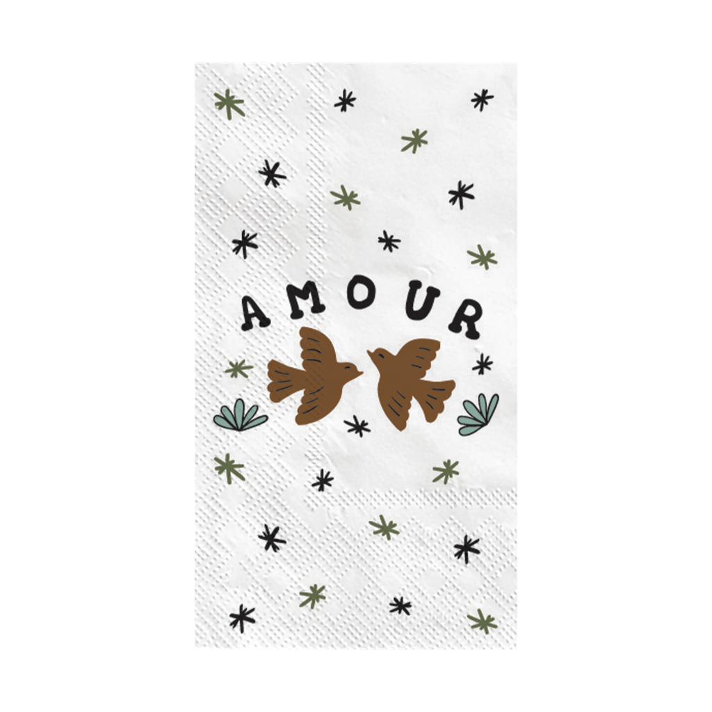 Serviette papier rectangle amour oiseaux x15