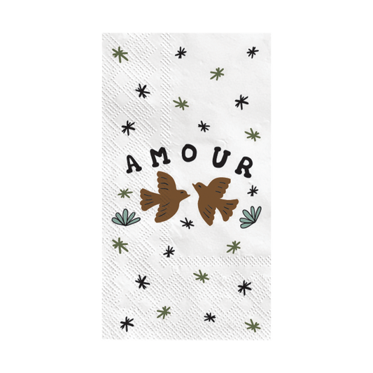 Serviette papier rectangle amour oiseaux x15