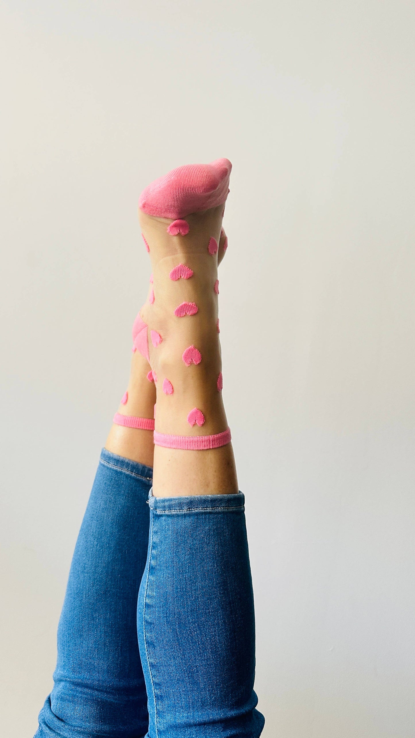 Laure chaussettes avec coeurs rose corail  - socquettes