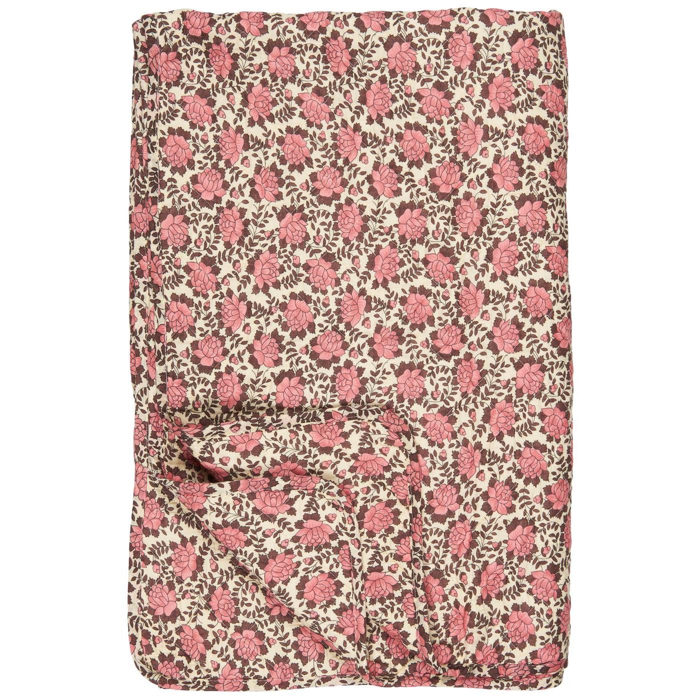Plaid fleurs roses