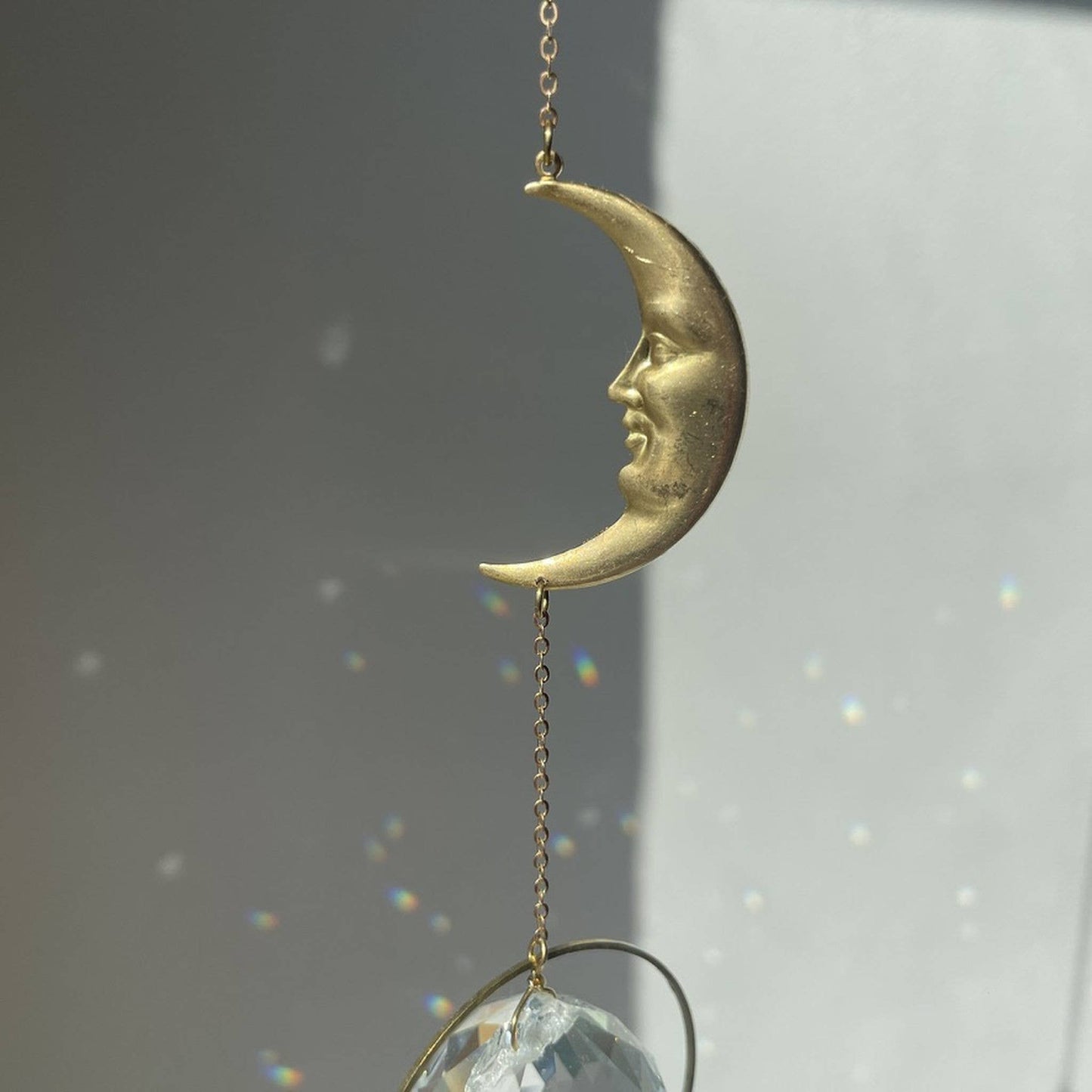 Attrape-soleil lune avec prisme en cristal pour fenêtre