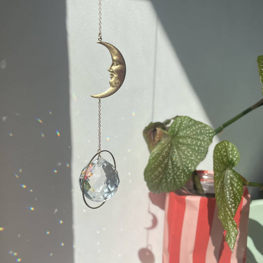 Attrape-soleil lune avec prisme en cristal pour fenêtre