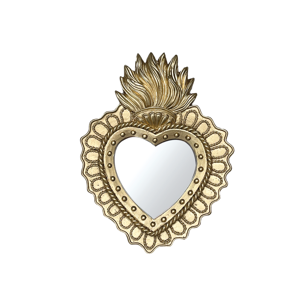 Miroir ex-voto cœur point doré