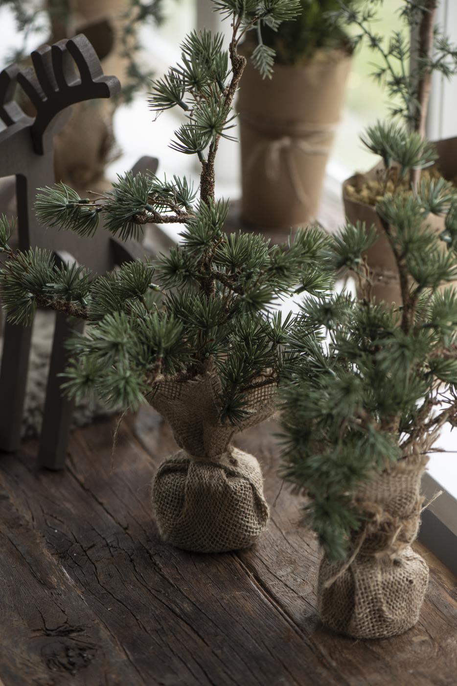 Cèdre artificiel avec support en jute