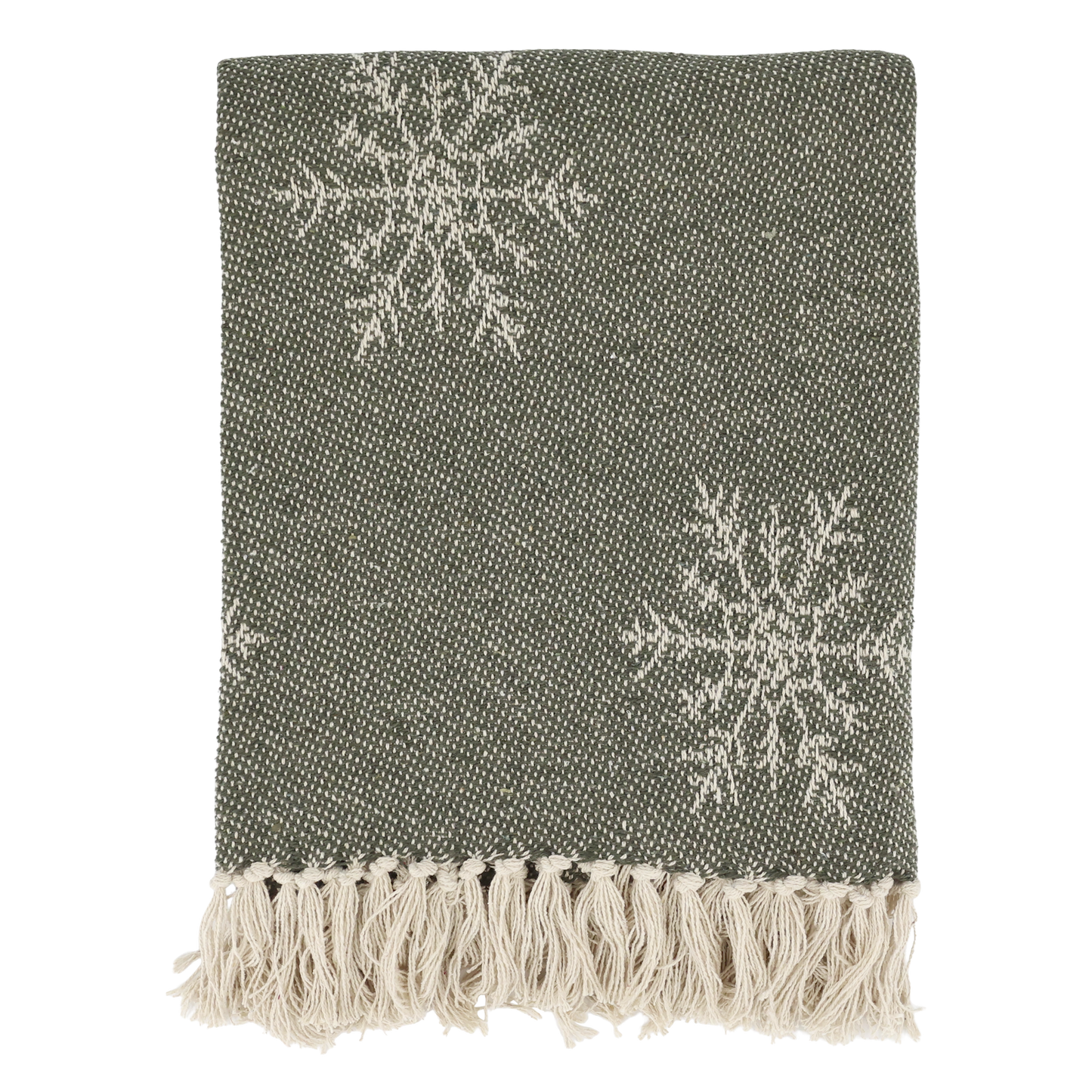 Plaid coton flocons olive