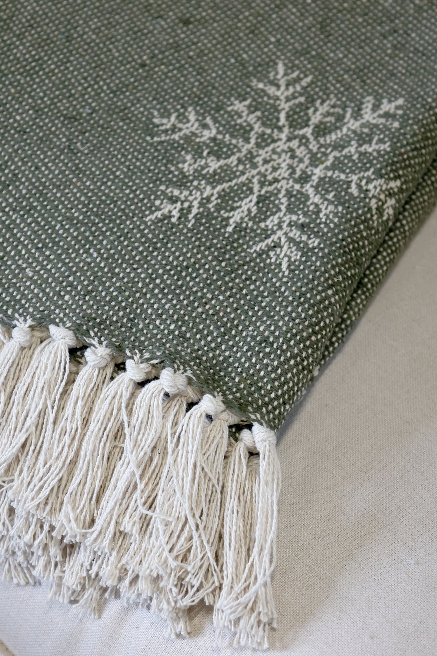 Plaid coton flocons olive