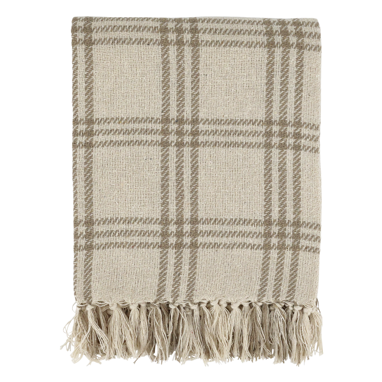 Plaid coton carreau café au lait