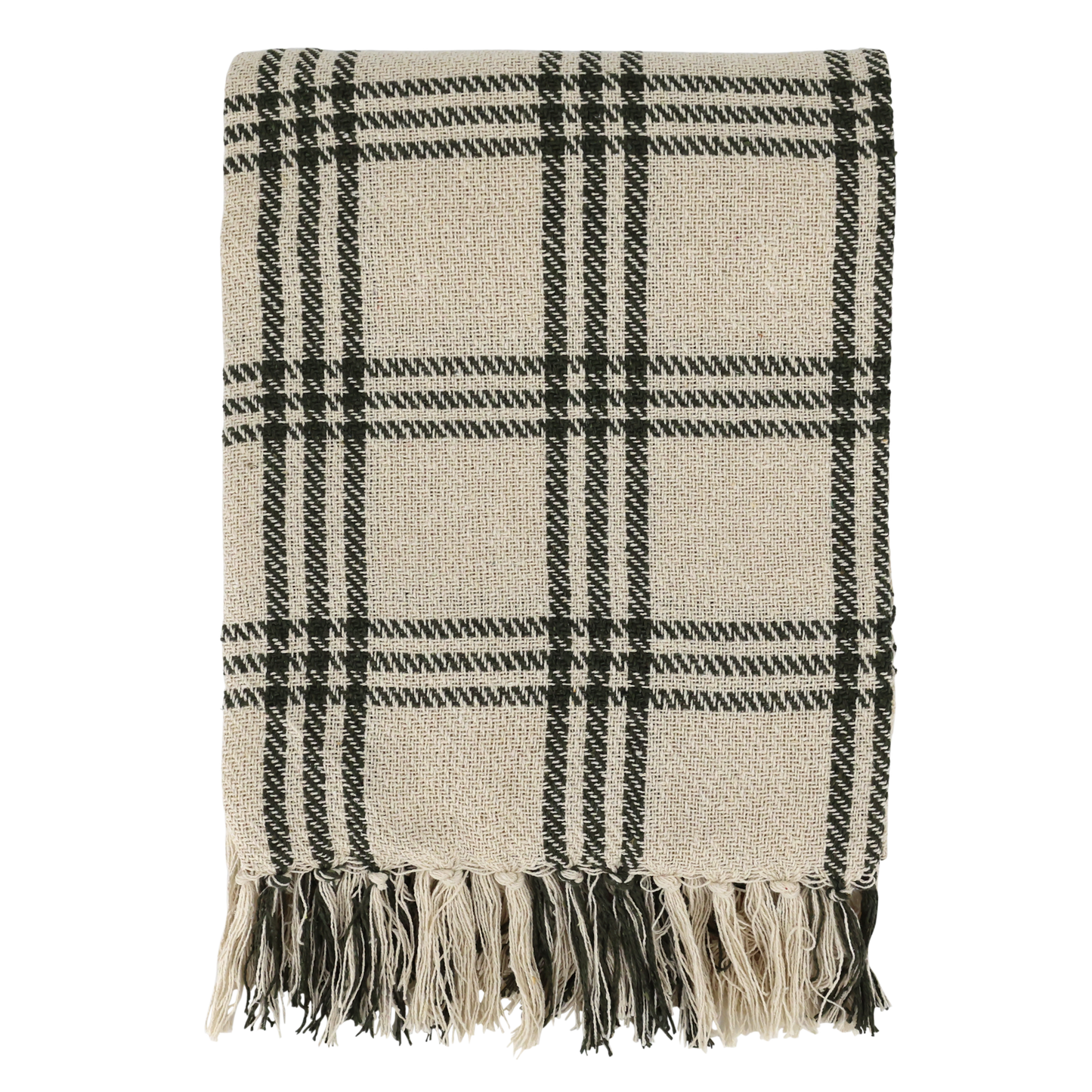 Plaid coton carreau olive