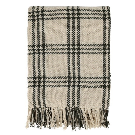 Plaid coton carreau olive