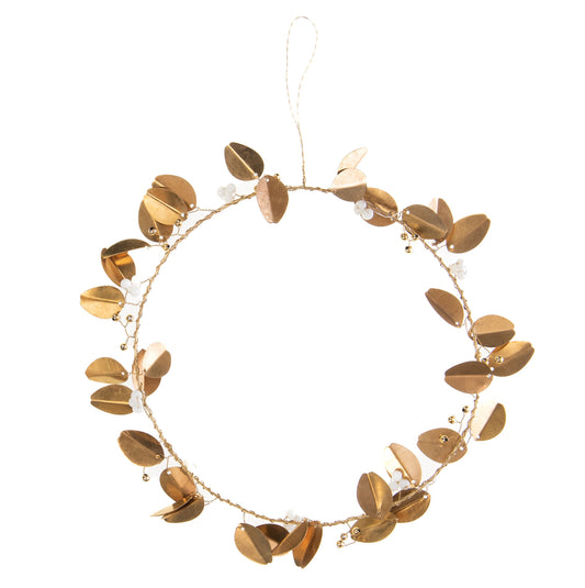 Couronne feuille or et perle