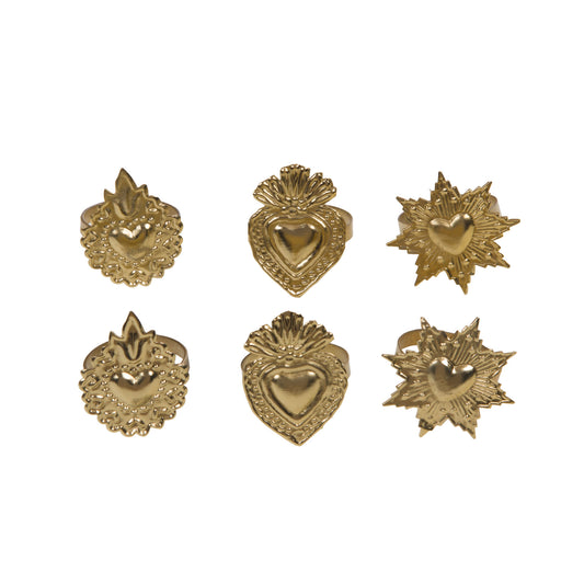 Coffret 6 ronds de serviettes coeur