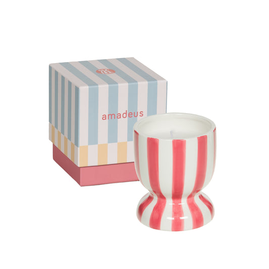 Bougie rayures leon rouge