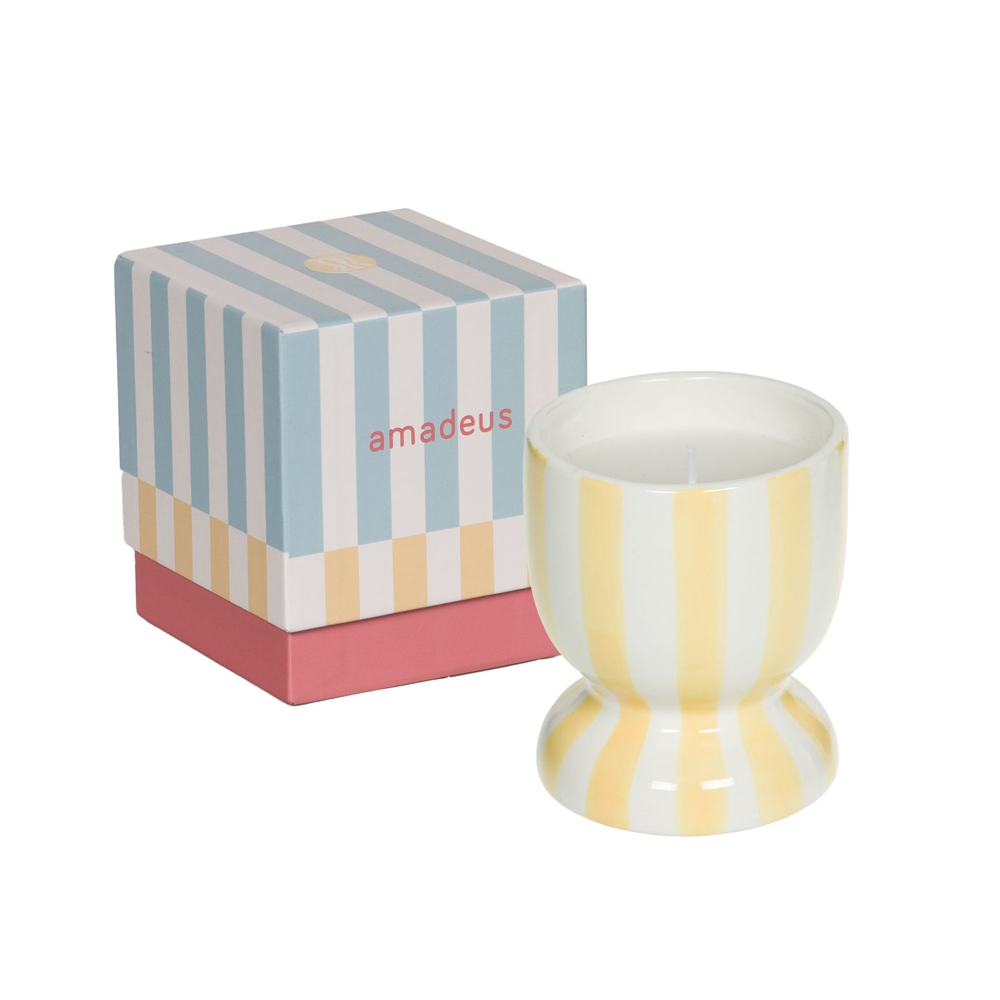 Bougie rayures leon jaune