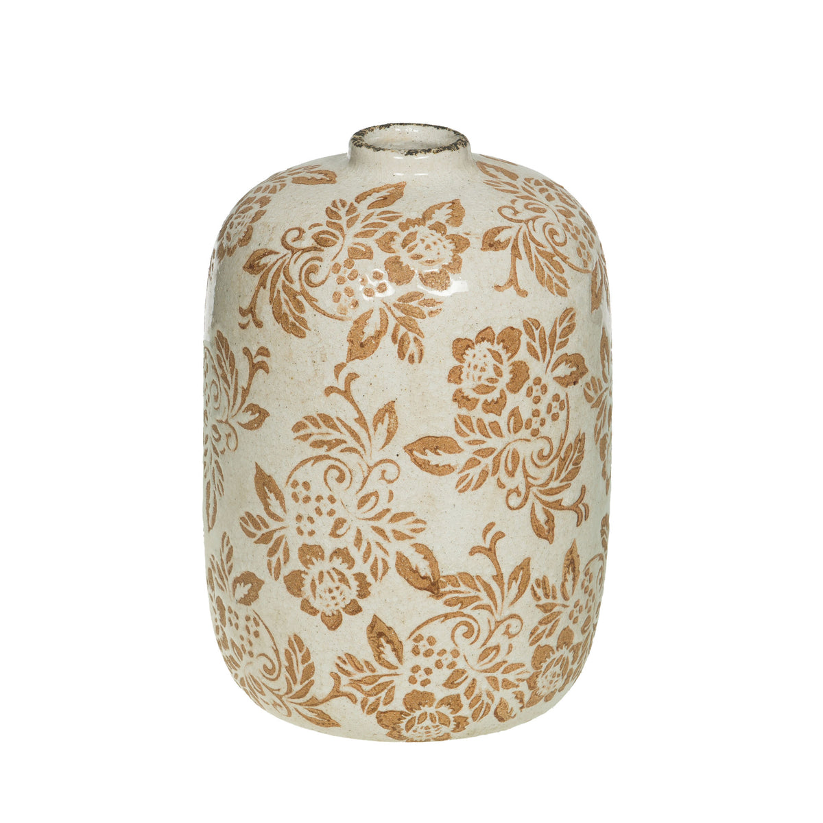 Vase tampon fleurs beige