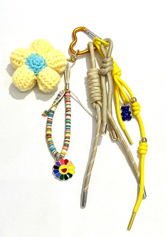 Porte-clés crochet fleur jaune