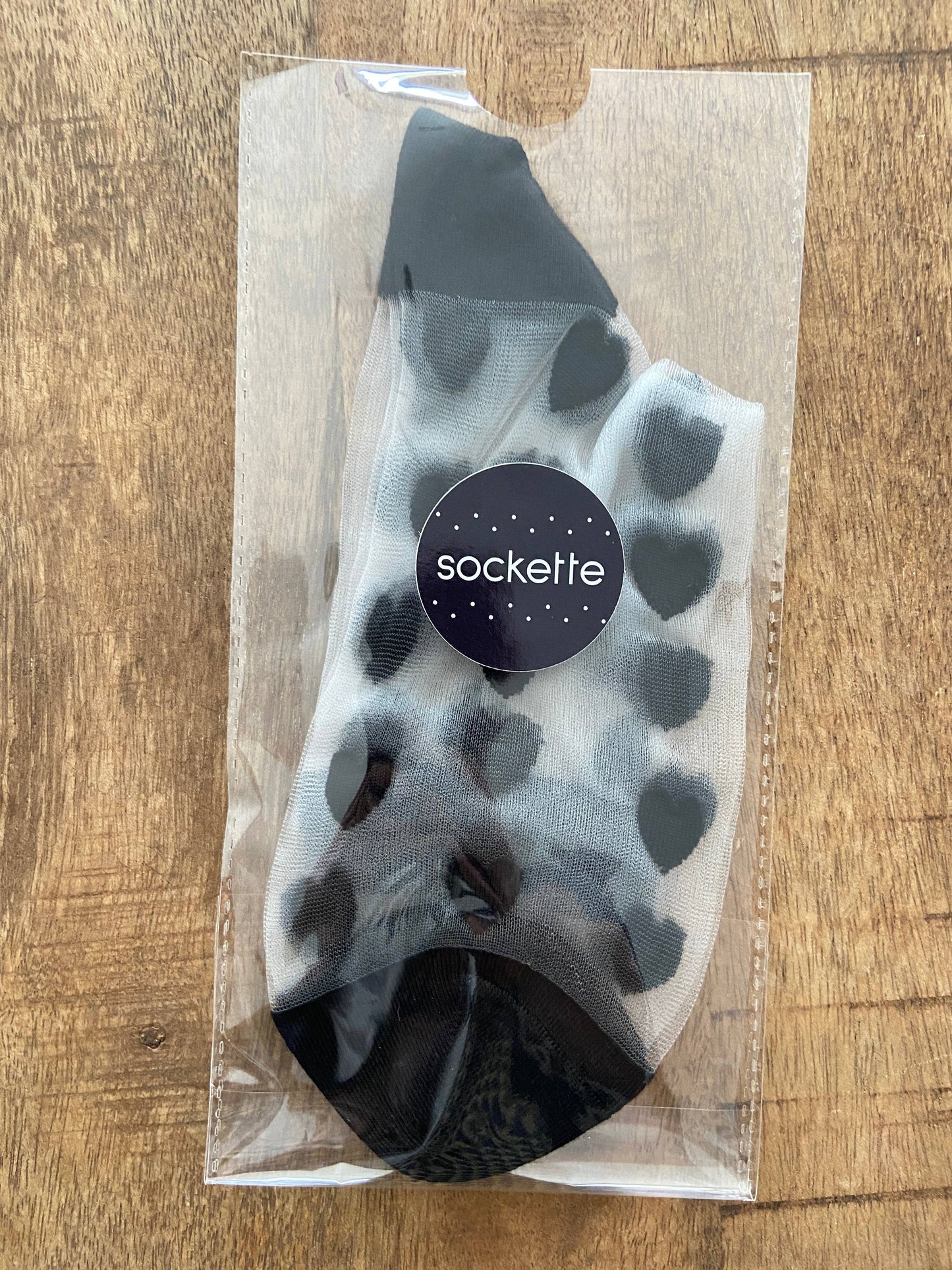 Chaussettes coeurs noir - socquettes LAURE
