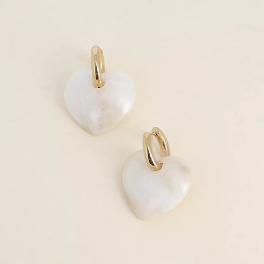 Créoles - anneau et coeur en résine