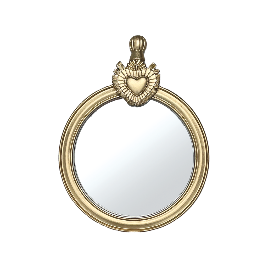 Miroir ex-voto rond doré