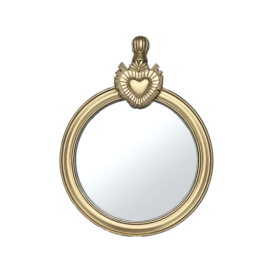 Miroir ex-voto rond doré
