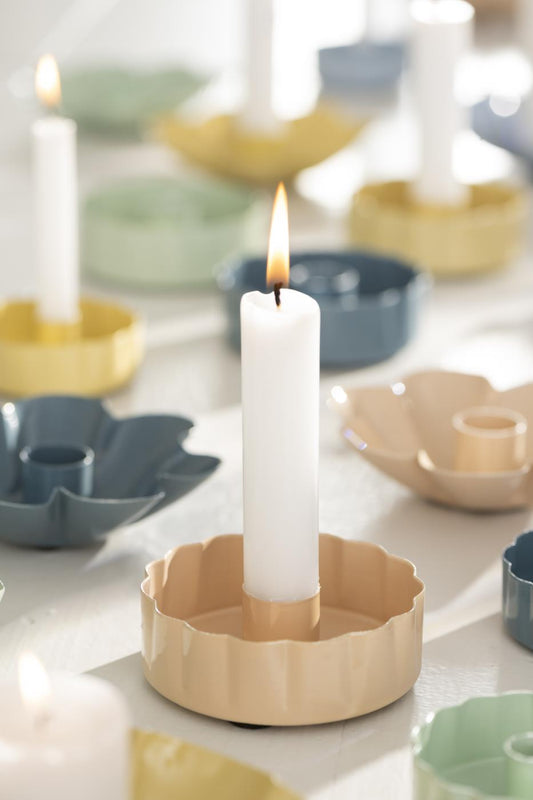 Bougeoir bord ondulé rose pale