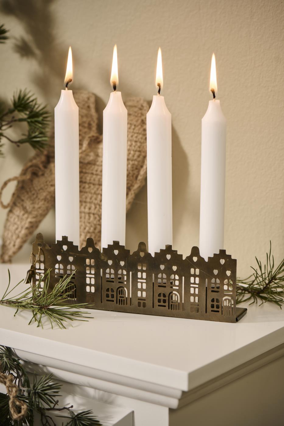 Bougeoir f/4 x 2,2 cm bougies façades de maison