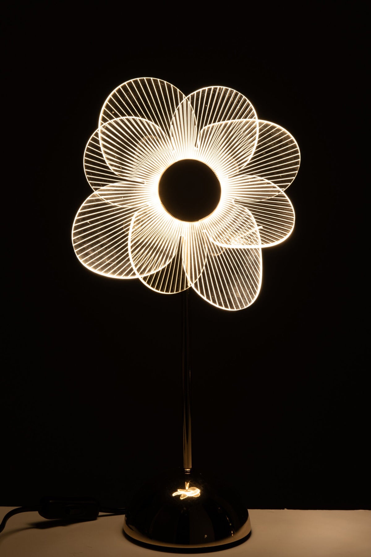 Lampe De Table Fleur Matel Doré S