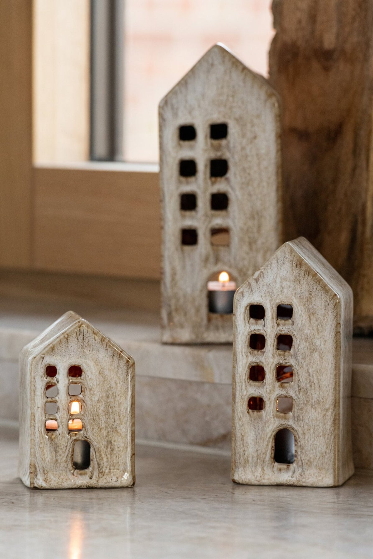 Set de 4 maisons porcelaine
