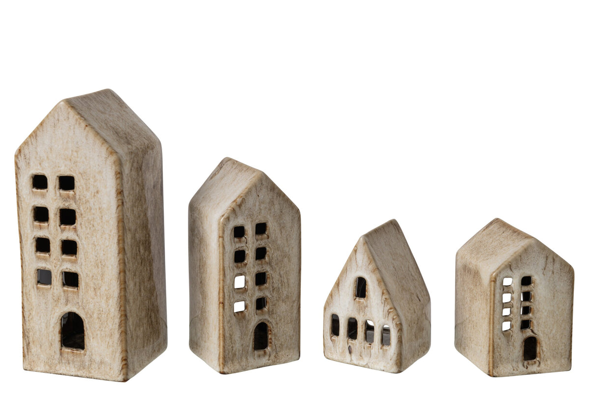 Set de 4 maisons porcelaine