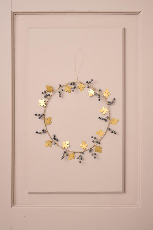 Couronne perle bois et métal doré
