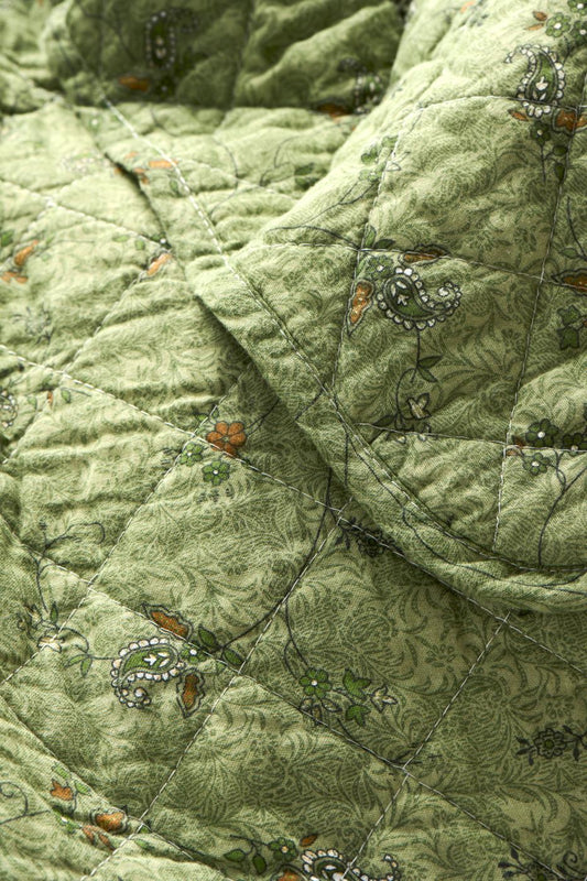Plaid vert avec fleurs vertes